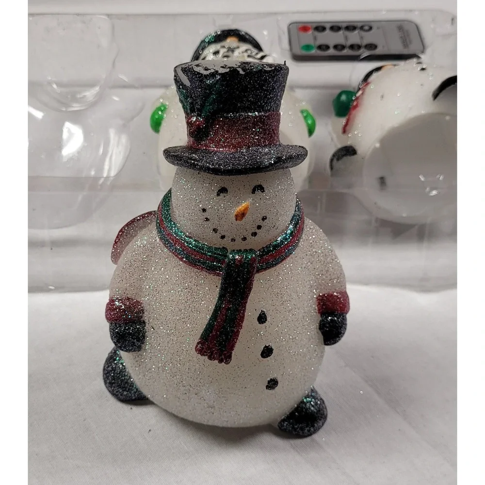 Manor Lane Snowman-shaped Flameless LED Candles & Remote - Works - Read As Is